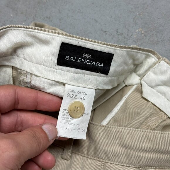Vintage Balenciaga Chinos Cotton Beige Pleated Pants Mens 30x31 - Picture 5 of 10